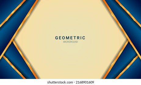 Abstract blue gold shape geometric background template design vector