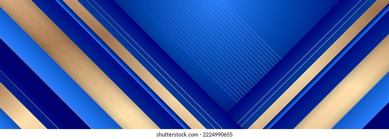 Abstract blue and gold waved shapes background