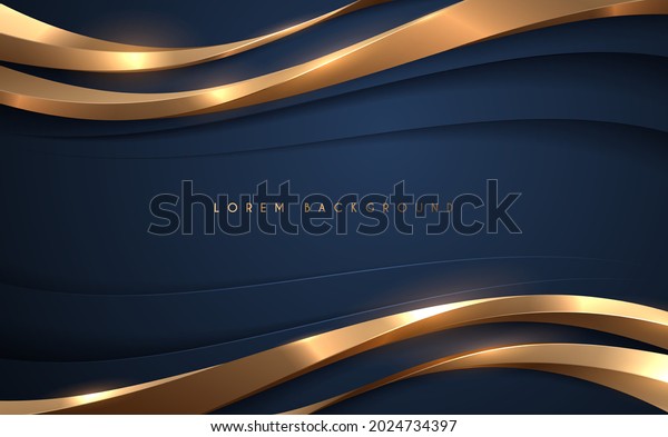 Abstract Blue Gold Waved Shapes Background Stock Vector (Royalty Free ...