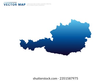 Abstract Blue gradient of Austria map on white background vector.