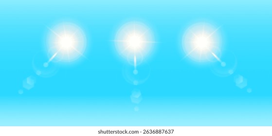 Abstract blue gradient background with bright lens flares. Spanning vibrant hues, this image is ideal for website layouts and modern design projects.