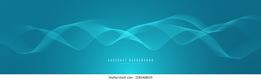 Abstract blue gradient background with flowing wavy lines. Dynamic waves design element. Futuristic technology concept. Suit for cover, poster, banner, flyer, brochure, website, header, presentation