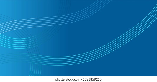 Fundo de gradiente azul abstrato com ondas de linha branca fluindo - design minimalista para arte digital e projetos visuais modernos