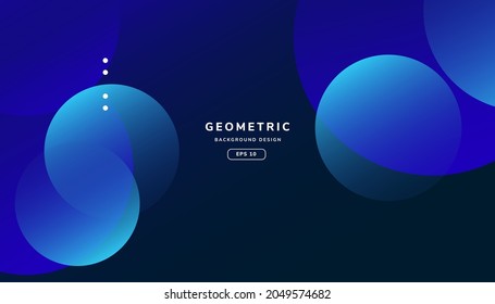 Resumen del fondo degradado azul con elementos de forma geométrica y burbujas de luz circular. diseño de ilustración vectorial de elemento de detalle de círculo de puntos geométricos