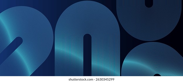 Fundo de gradiente azul abstrato com linhas brilhantes de curva retangular geométrica. Padrão de design de composição de formas dinâmicas. Modelos futuristas, arte, pano de fundo, banner, cartaz, textura.
