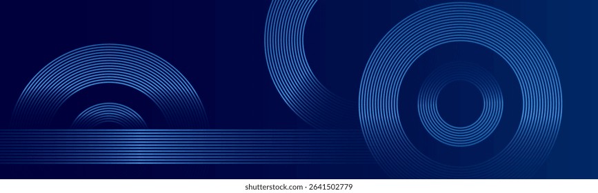 Abstract blue gradient background. Geometric circle shapes pattern and abstract lines. Modern shiny blue gradient color. Futuristic technology consept. Your high quality tranding design background.