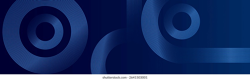 Abstract blue gradient background. Geometric circle shapes pattern and abstract lines. Modern shiny blue gradient color. Futuristic technology consept. Your high quality tranding design background.