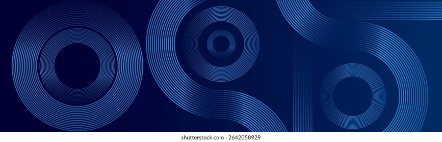 Abstract blue gradient background. Geometric circle shapes pattern and abstract lines. Modern shiny blue gradient color. Futuristic technology consept. Your high quality tranding design background.