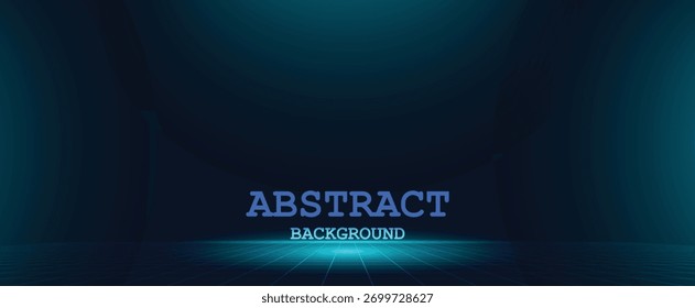 Fondo degradado azul Abstractas con piso de rejilla brillante y estilo futurista moderno.