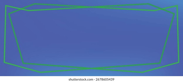 Abstract blue gradient background with irregular green geometric frame design. Perfect for modern frames.