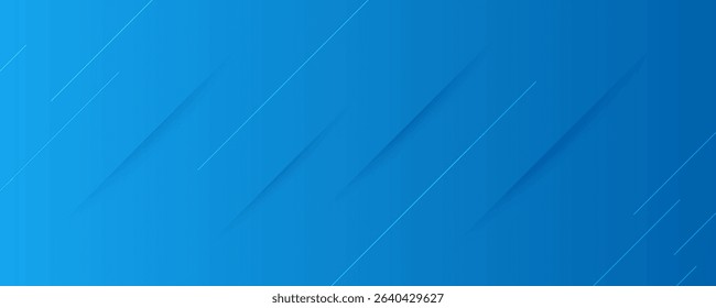 Abstract blue gradient background with lines and shadows. Header banner. Bright abstract presentation backdrop. Vector illustration