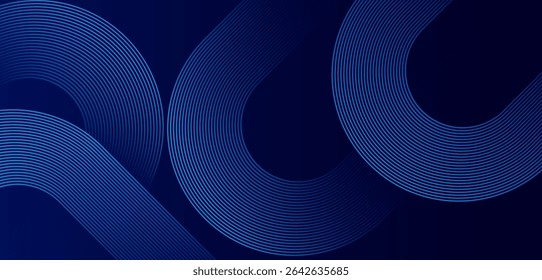Abstract blue gradient background. Modern shiny blue diagonal rounded lines. Dynamic shapes composition. Futuristic technology concept Luxury pattern. High quality degital graphic. Perfect for modern.
