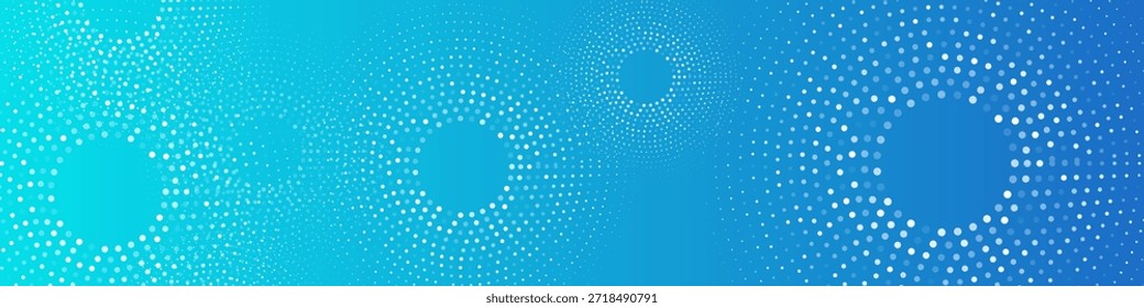 Fondo degradado azul Abstractas con un moderno patrón de punto semitono. Amplio Anuncio panorámico ideal para tecnología, Sitios web corporativos y presentaciones.