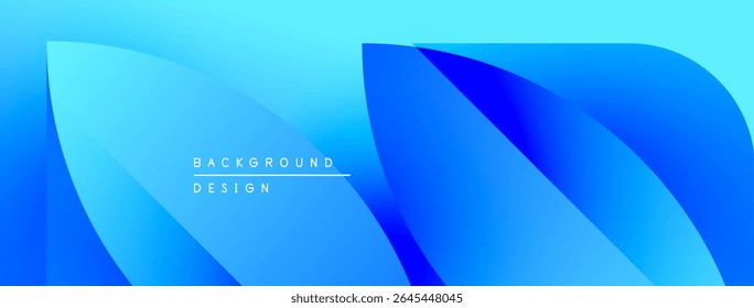 Abstract blue gradient background. Overlapping shapes create dynamic visual effect. Minimalist design suitable for digital projects.