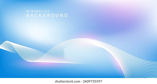 Abstract blue gradient background with shining lines waves. Minimalist background for banner, poster, cover, brochure, flyer, website