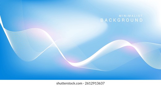 Abstract blue gradient background with shining lines waves. Minimalist background for banner, poster, cover, brochure, flyer, website