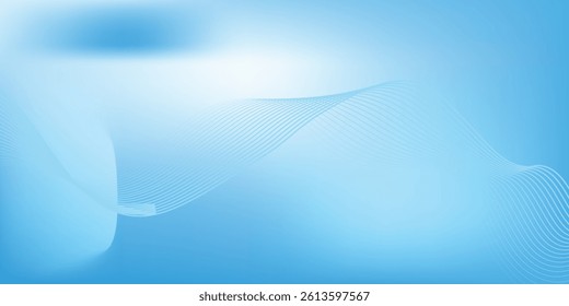 Abstract blue gradient background with shining lines waves. Minimalist background for banner, poster, cover, brochure, flyer, website