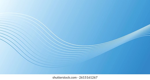 Abstract blue gradient background with shining lines waves. Minimalist background illustration eps10