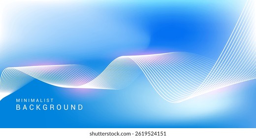 Abstract blue gradient background with shining lines waves. Minimalist background for banner, poster, cover, brochure, flyer, website