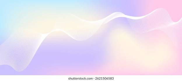 Fundo de gradiente azul abstrato com ondas de linhas brilhantes. Fundo minimalista para banner, cartaz, capa, brochura, folheto, site