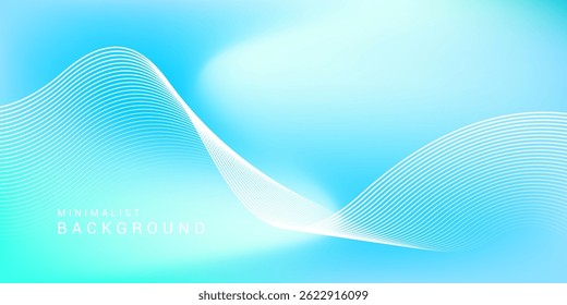 Abstract blue gradient background with shining lines waves. Minimalist background for banner, poster, cover, brochure, flyer, website