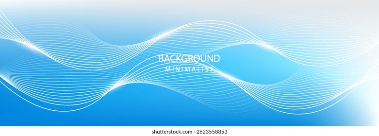 Abstract blue gradient background with shining lines waves. Minimalist background for banner, poster, cover, brochure, flyer, website. eps 10