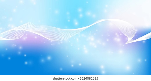 Abstract blue gradient background with shining lines waves. Minimalist background for banner, poster, cover, brochure, flyer, website