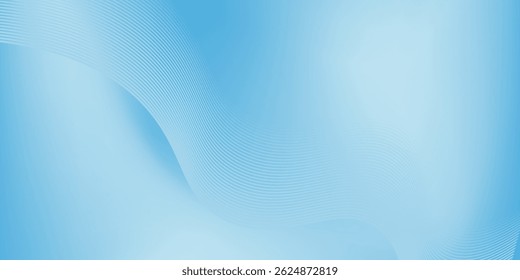Abstract blue gradient background with shining lines waves. Minimalist background for banner, poster, cover, brochure, flyer art