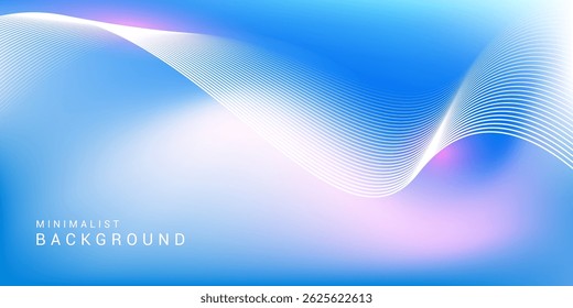 Abstract blue gradient background with shining lines waves. Minimalist background for banner, poster, cover, brochure, flyer, website
