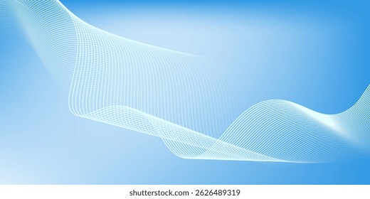 Abstract blue gradient background with shining lines waves vektor eps 10.