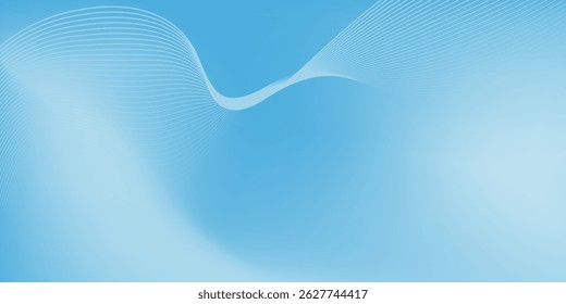 Abstract blue gradient background with shining lines waves. Minimalist background for banner, poster, cover, brochure, flyer, website modern