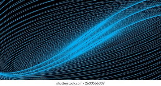 Abstract blue gradient background with shining lines waves. Minimalist background for banner, poster, cover, brochure, flyer, website