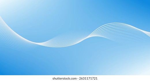 Abstract blue gradient background with shining lines waves. Minimalist background for banner, poster, cover, brochure, flyer, website