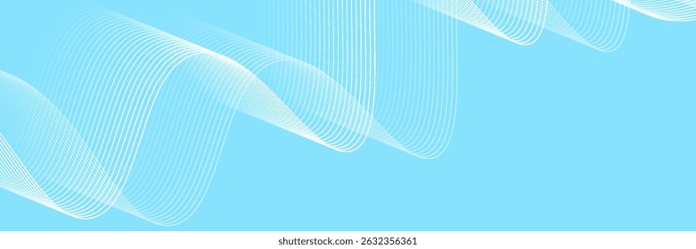 Abstract blue gradient background with shining lines waves. Minimalist background for banner, poster, cover, brochure, flyer, website. Eps10