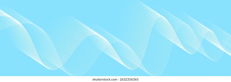 Abstract blue gradient background with shining lines waves. Minimalist background for banner, poster, cover, brochure, flyer, website