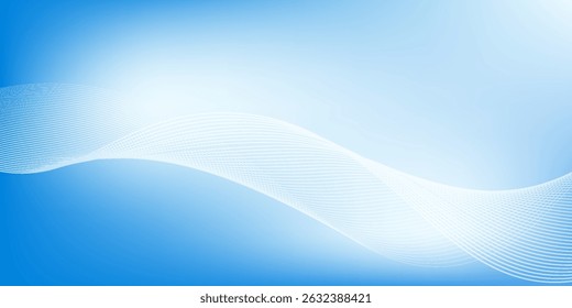 Abstract blue gradient background with shining lines waves. Minimalist background for banner, poster, cover, brochure, flyer, website