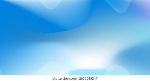 Abstract blue gradient background with shining lines waves. Minimalist background for banner, poster, cover, brochure, flyer, website