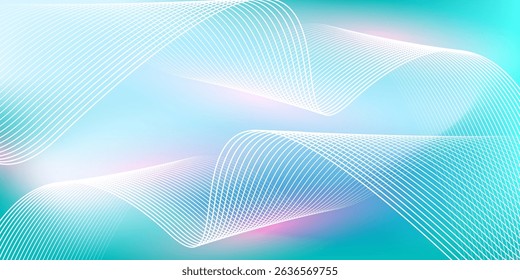 Abstrakter blauer Farbverlauf-Hintergrund mit leuchtenden Linien Wellen. Minimalistischer Hintergrund für Banner, Poster, Cover, Broschüre, Flyer, Website		