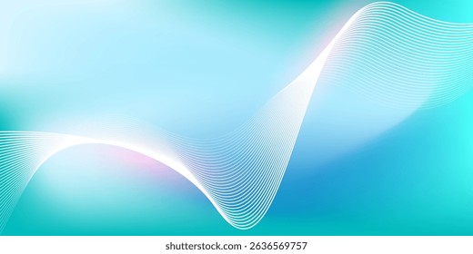 Abstrakter blauer Farbverlauf-Hintergrund mit leuchtenden Linien Wellen. Minimalistischer Hintergrund für Banner, Poster, Cover, Broschüre, Flyer, Website		