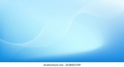 Abstract blue gradient background with shining lines waves. Minimalist background for banner, poster, cover, brochure, flyer, website