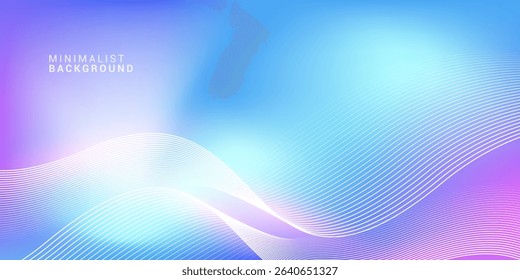 Abstract blue gradient background with shining lines waves. Minimalist background for banner, poster, cover, brochure, flyer, website