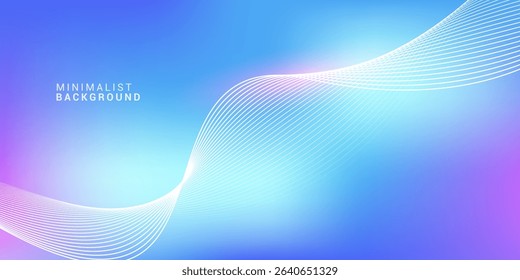 Abstract blue gradient background with shining lines waves. Minimalist background for banner, poster, cover, brochure, flyer, website