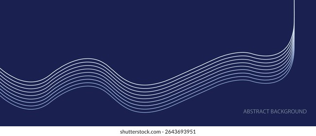 Abstract blue gradient background with shining lines waves. Minimalist background for banner, poster, cover, brochure, flyer, website