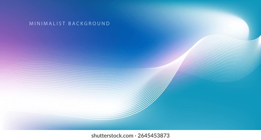 Abstractas fondo azul degradado con líneas brillantes ondas. Fondo minimalista para el Anuncio, cartel, cubierta, folleto, volante, Sitio web