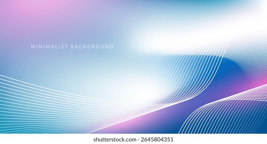 Abstract blue gradient background with shining lines waves. Minimalist background for banner, poster, cover, brochure, flyer, website