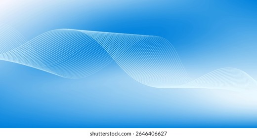 Abstract blue gradient background with shining lines waves. Minimalist background for banner, poster, cover, brochure, flyer, website
