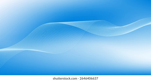 Abstract blue gradient background with shining lines waves. Minimalist background for banner, poster, cover, brochure, flyer, website