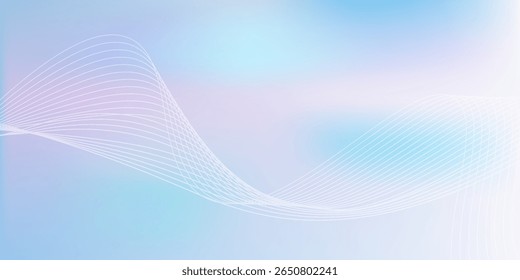 Abstract blue gradient background with shining lines waves. Minimalist background for banner, poster, cover, brochure, flyer, website