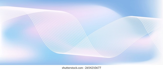 Abstract blue gradient background with shining lines waves. Minimalist background for banner, poster, cover, brochure, flyer, website. modern