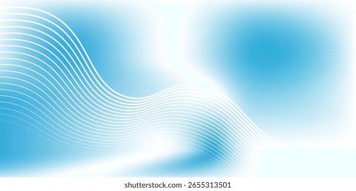 Abstract blue gradient background with shining lines waves. Minimalist background for banner, poster, cover, brochure, flyer, website
